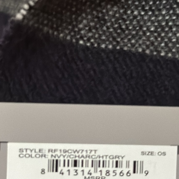 NWT Scarf-Plaid in Navy/Gray/Black-69x13-Acrylic-Rainforest Brand - Picture 10 of 13